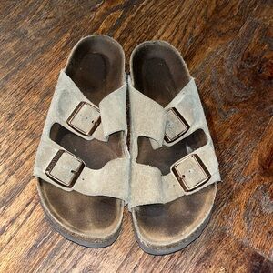 Taupe suede Birkenstock sandals